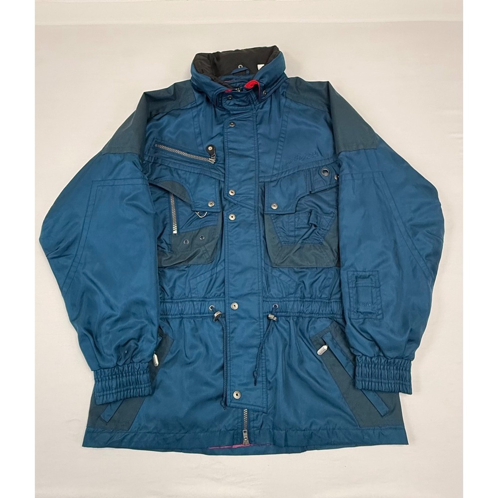 Vintage Nevica Professional Skiwear Jacket Men's 42‎ Teal Hooded Zip Up Recco